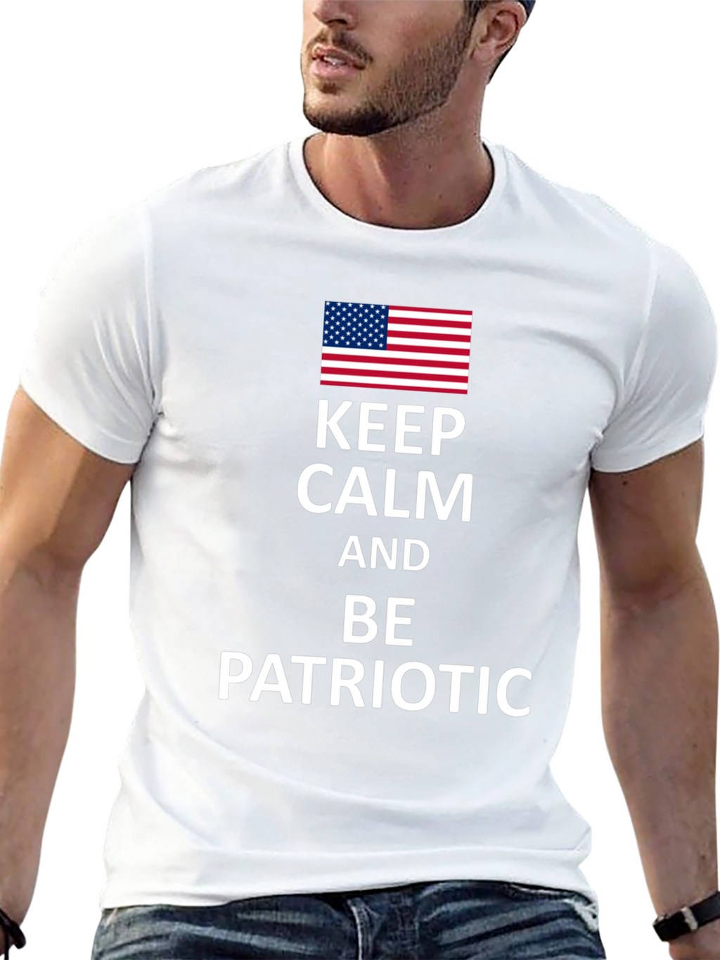 Keep Calm Patriotic USA Flag Graphic T-Shirt