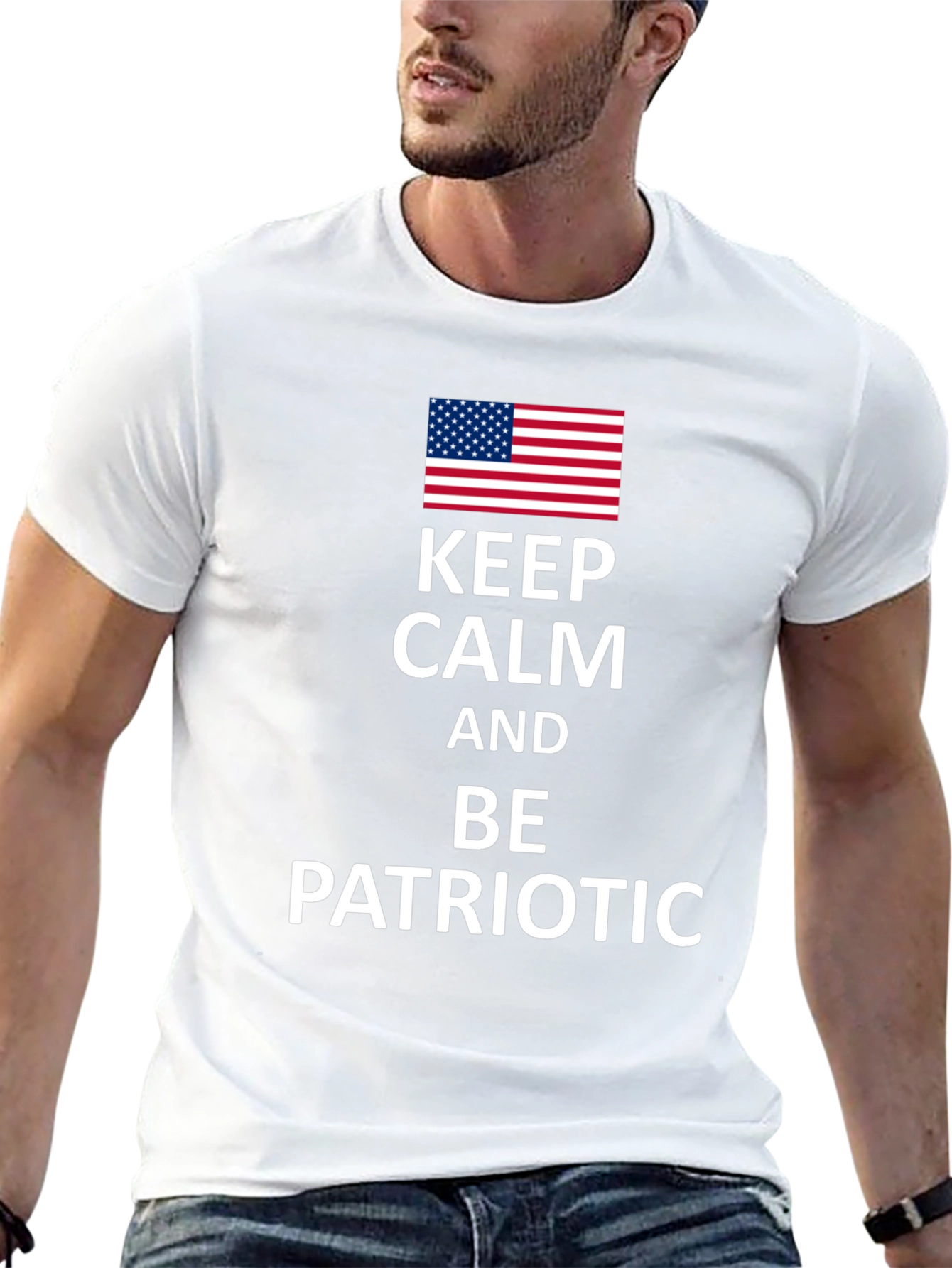 Keep Calm Patriotic USA Flag Graphic T-Shirt