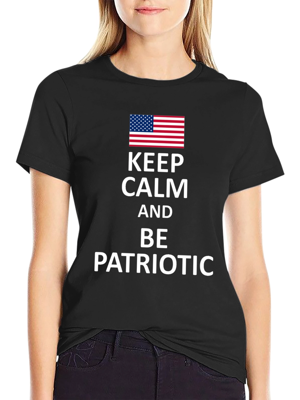 Keep Calm Patriotic USA Flag Graphic T-Shirt