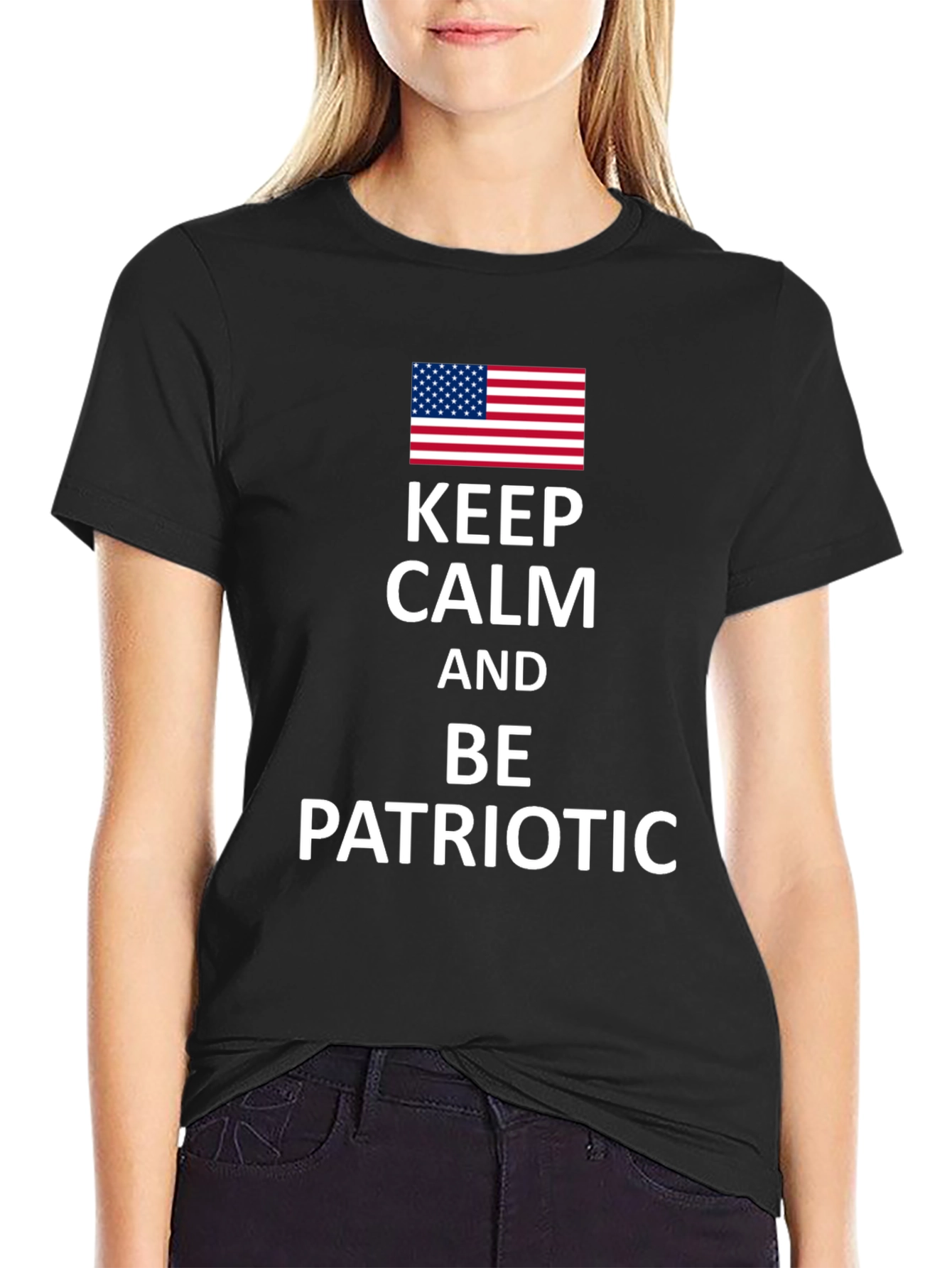 Keep Calm Patriotic USA Flag Graphic T-Shirt