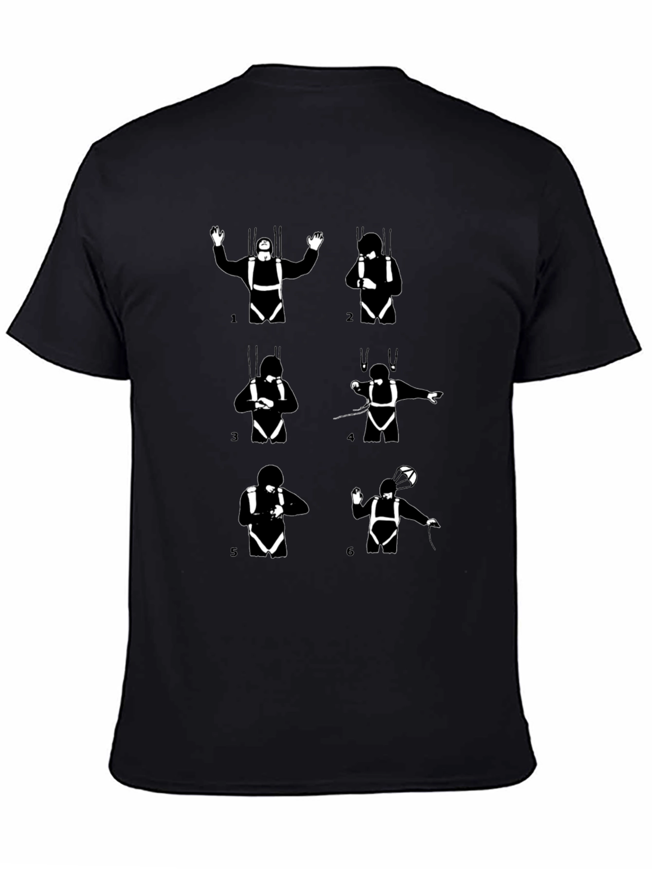 Skydiving Steps Black T-Shirt