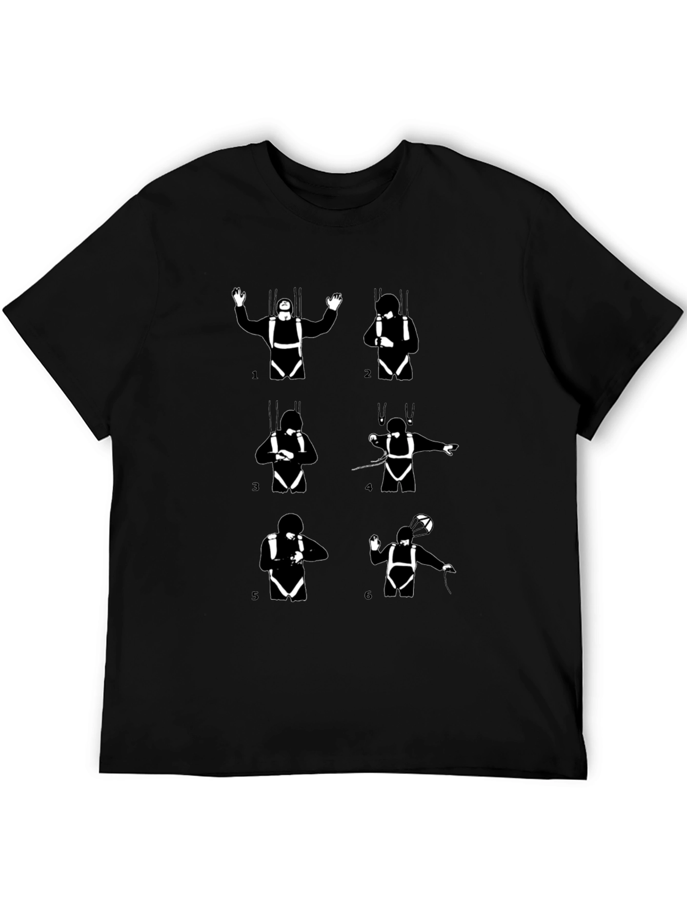 Skydiving Steps Black T-Shirt