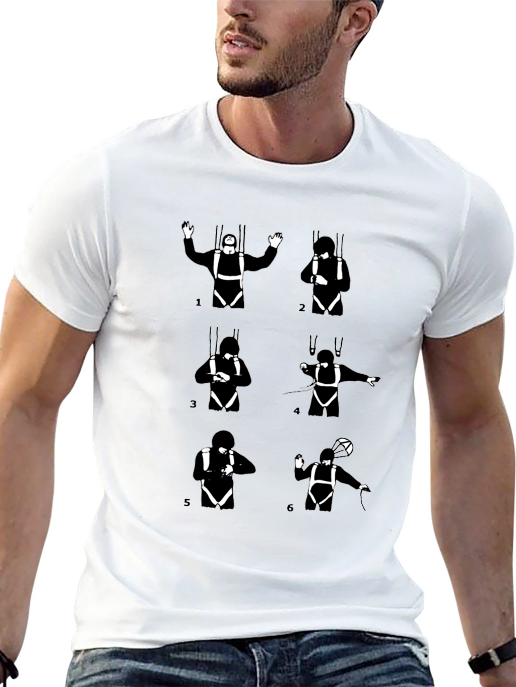 Skydiving Steps Black T-Shirt