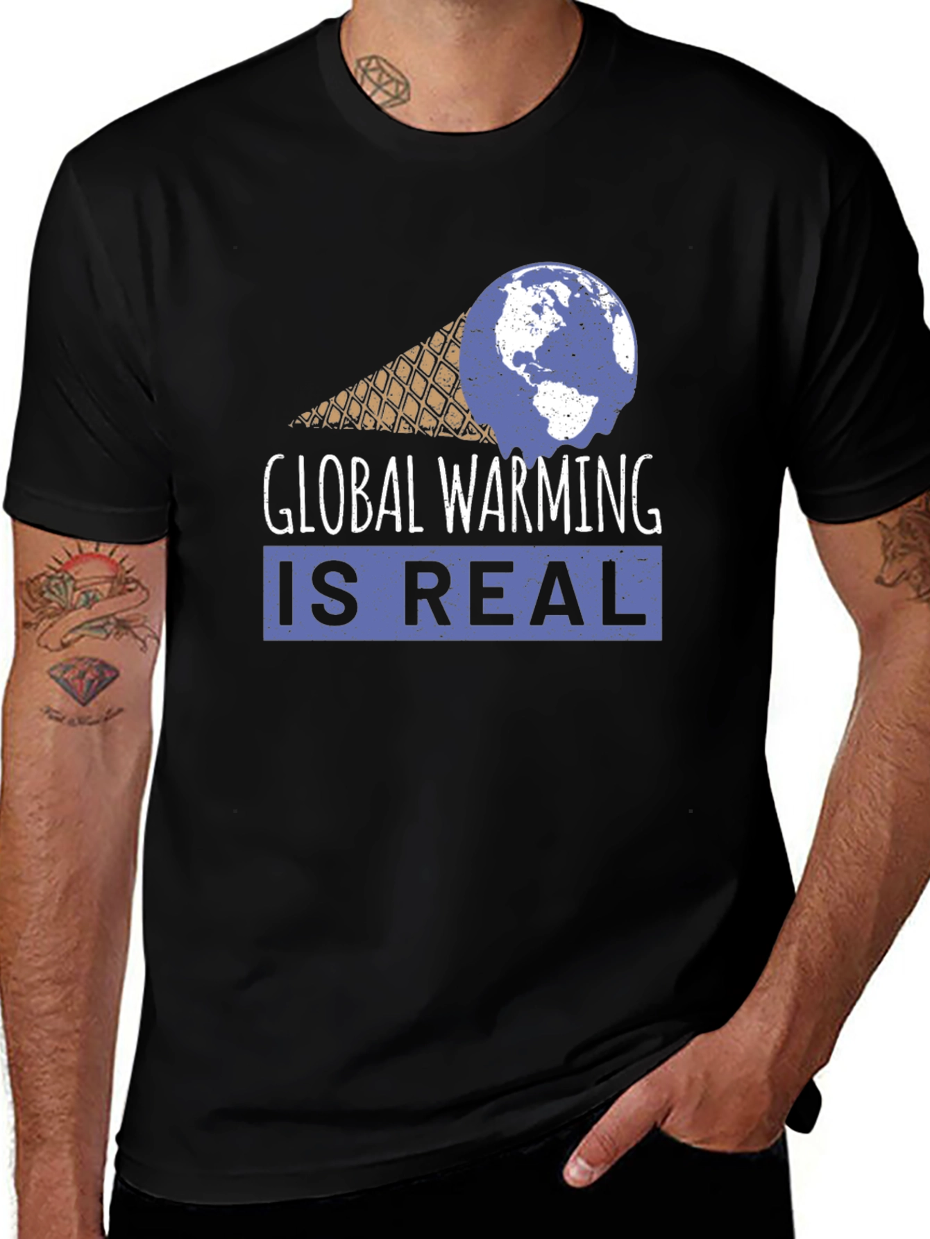 Global Warming is Real T-Shirt - Earth Ice Cream Cone Design
