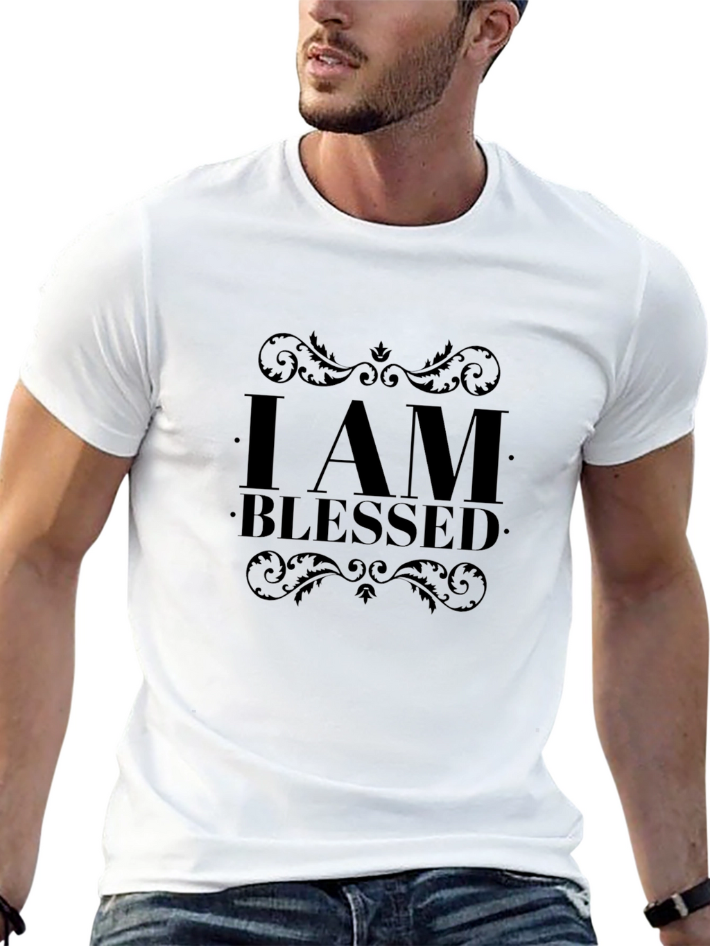 I AM BLESSED Black Graphic Tee Shirt
