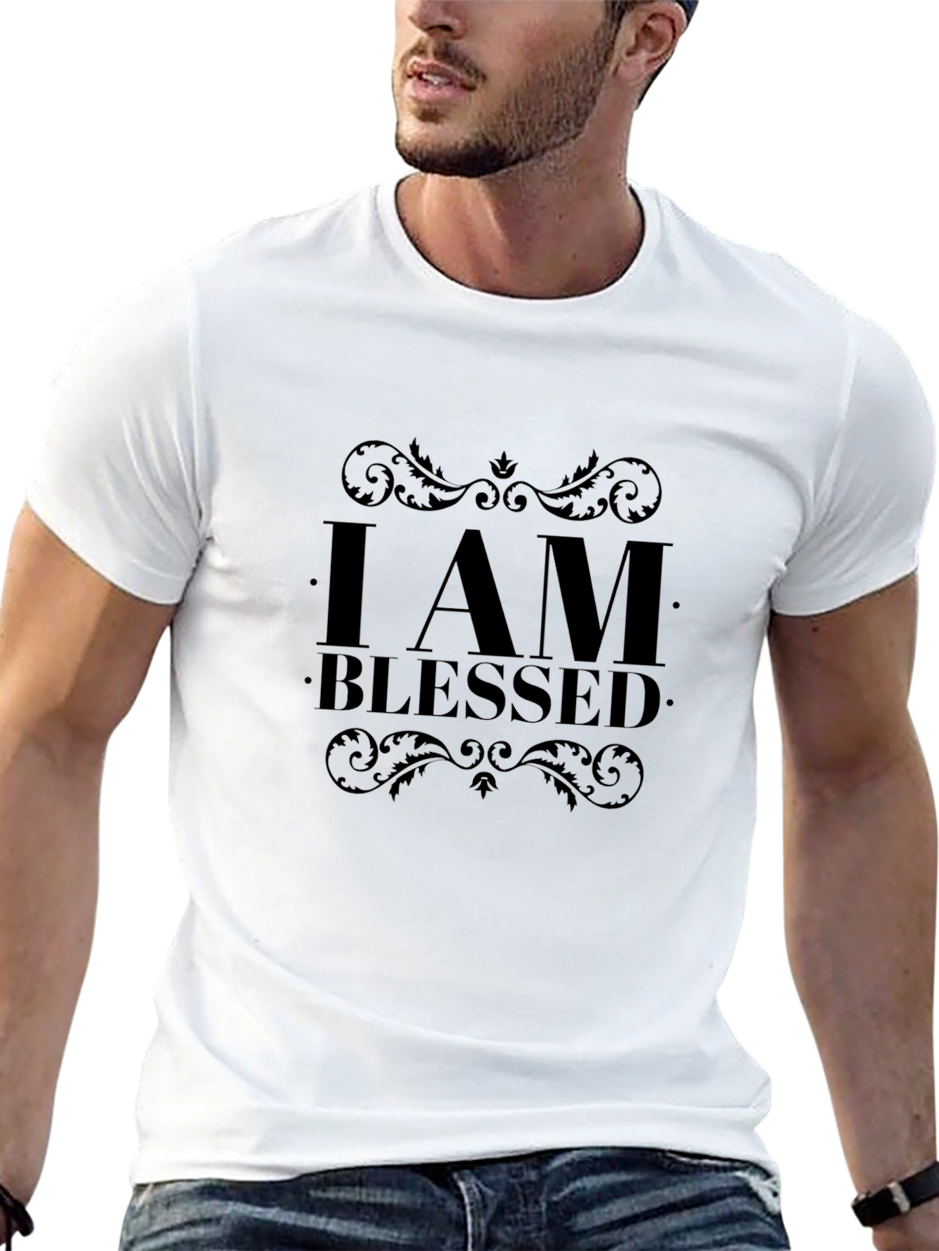 I AM BLESSED Black Graphic Tee Shirt