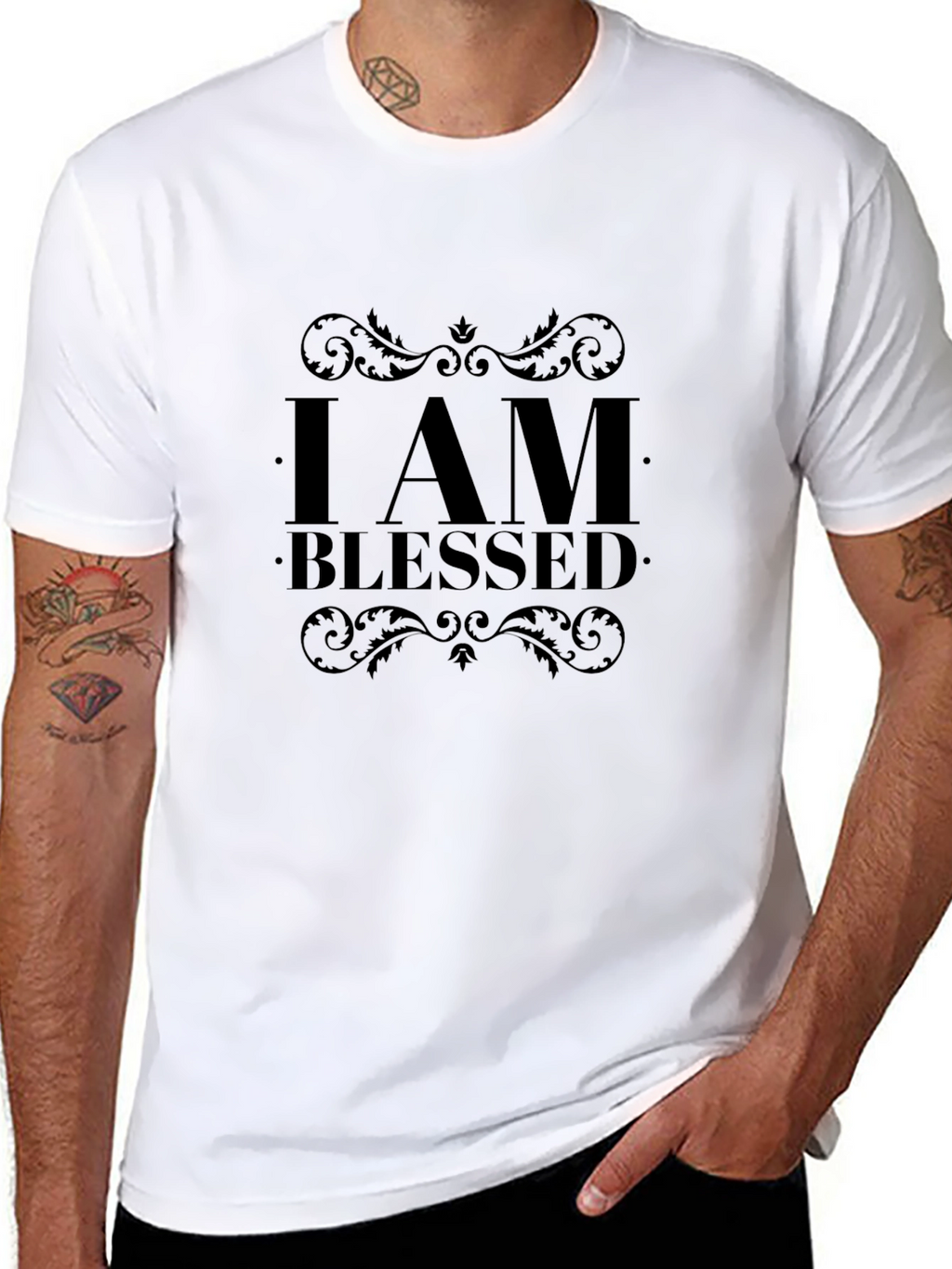 I AM BLESSED Black Graphic Tee Shirt
