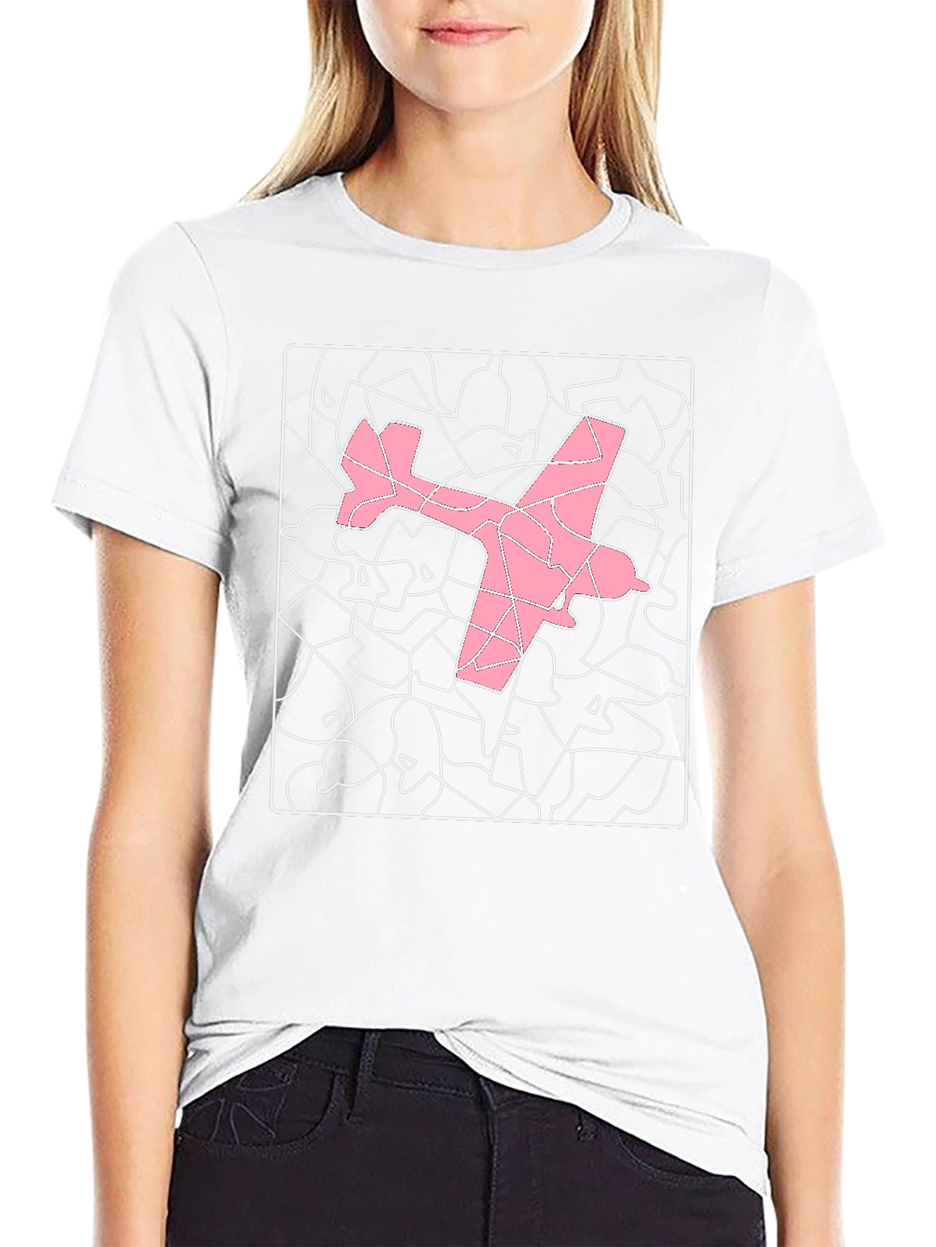 Pink Airplane Graphic Tee - Stylish Abstract Design