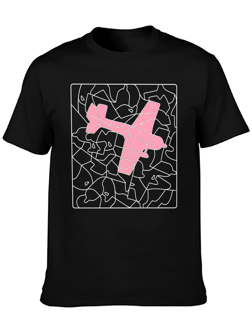 Pink Airplane Graphic Tee - Stylish Abstract Design
