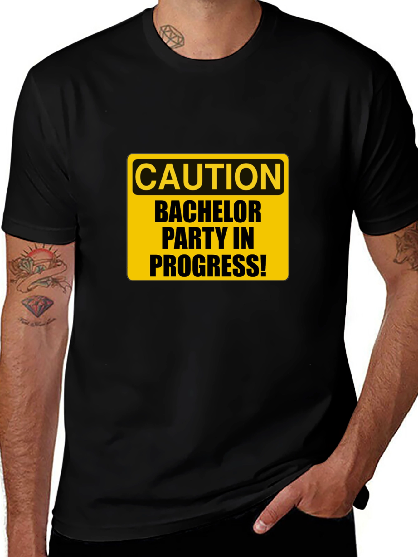Bachelor Party Caution Tee - Black