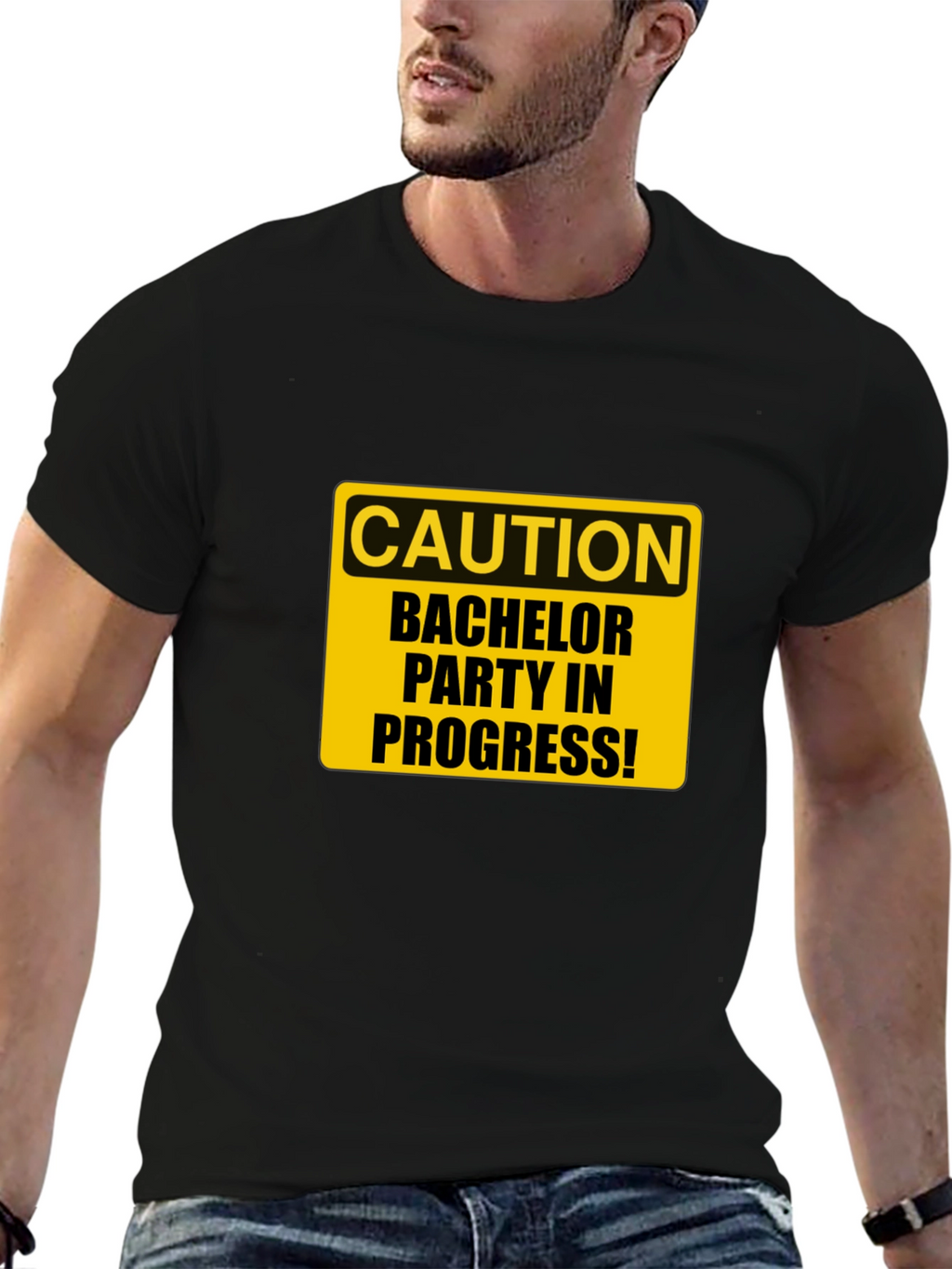 Bachelor Party Caution Tee - Black
