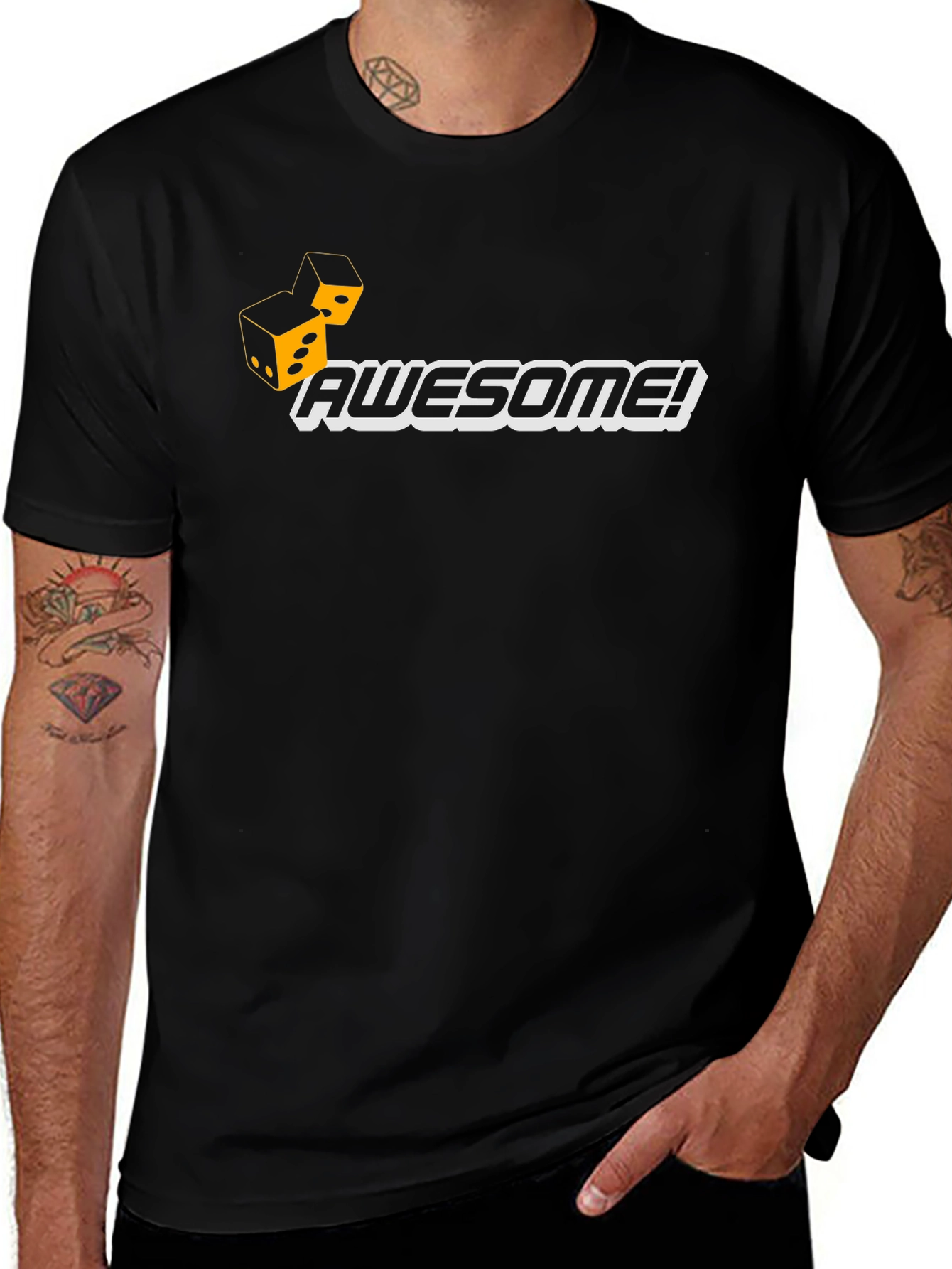 Awesome Dice Graphic T-Shirt - Black