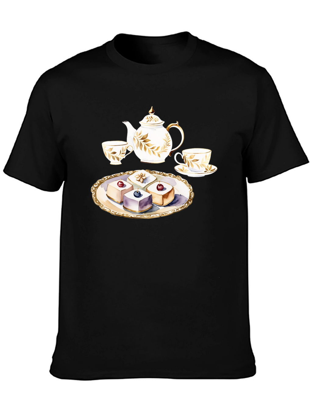 Tea Time T-Shirt: Teapot and Cakes Graphic Tee