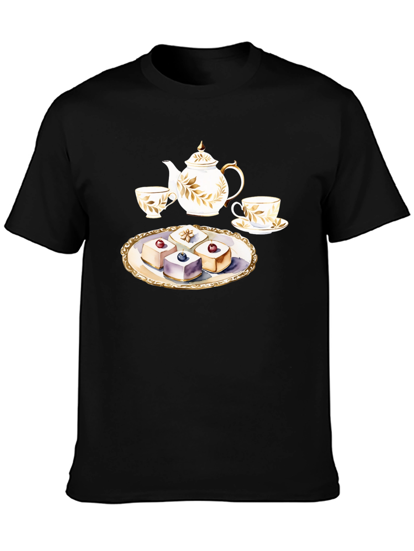 Tea Time T-Shirt: Teapot and Cakes Graphic Tee
