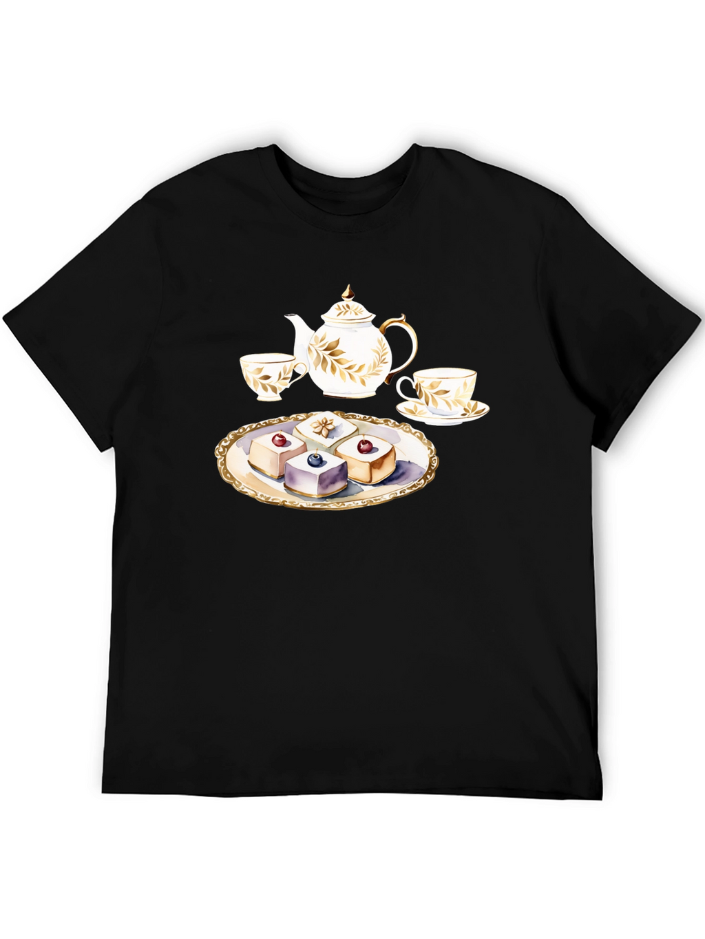 Tea Time T-Shirt: Teapot and Cakes Graphic Tee