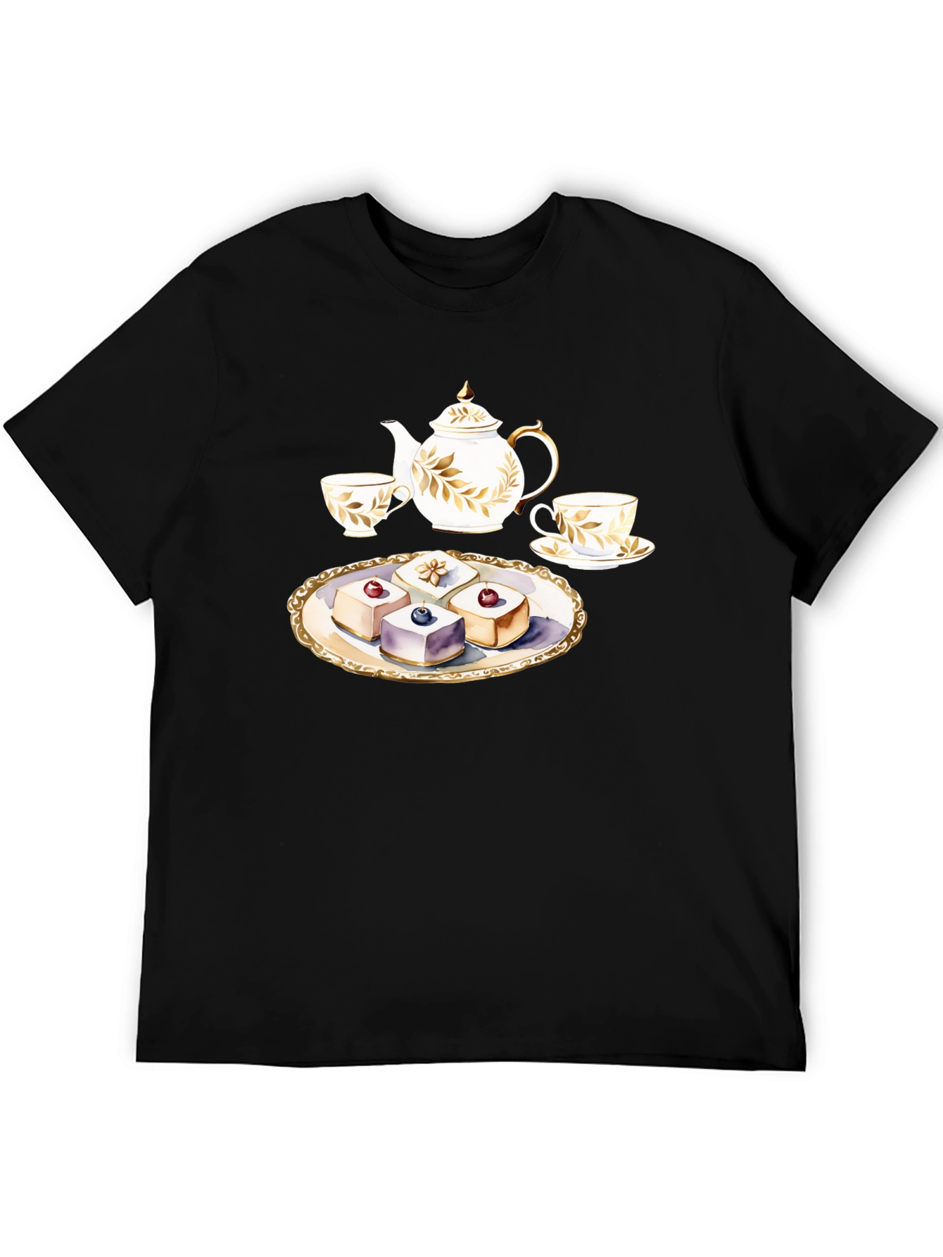 Tea Time T-Shirt: Teapot and Cakes Graphic Tee