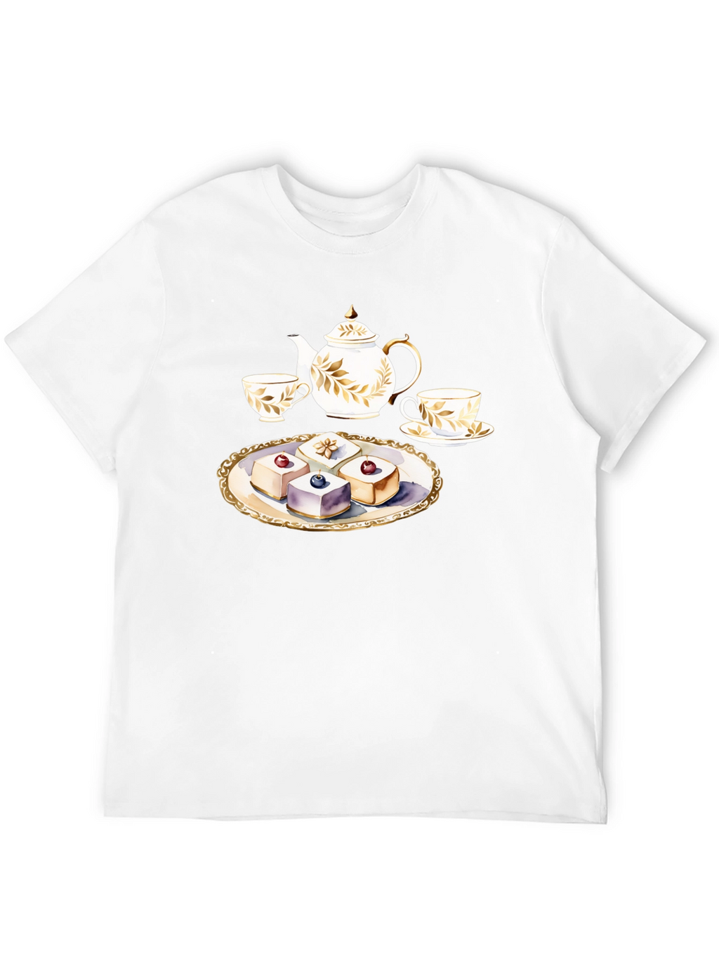 Tea Time T-Shirt: Teapot and Cakes Graphic Tee