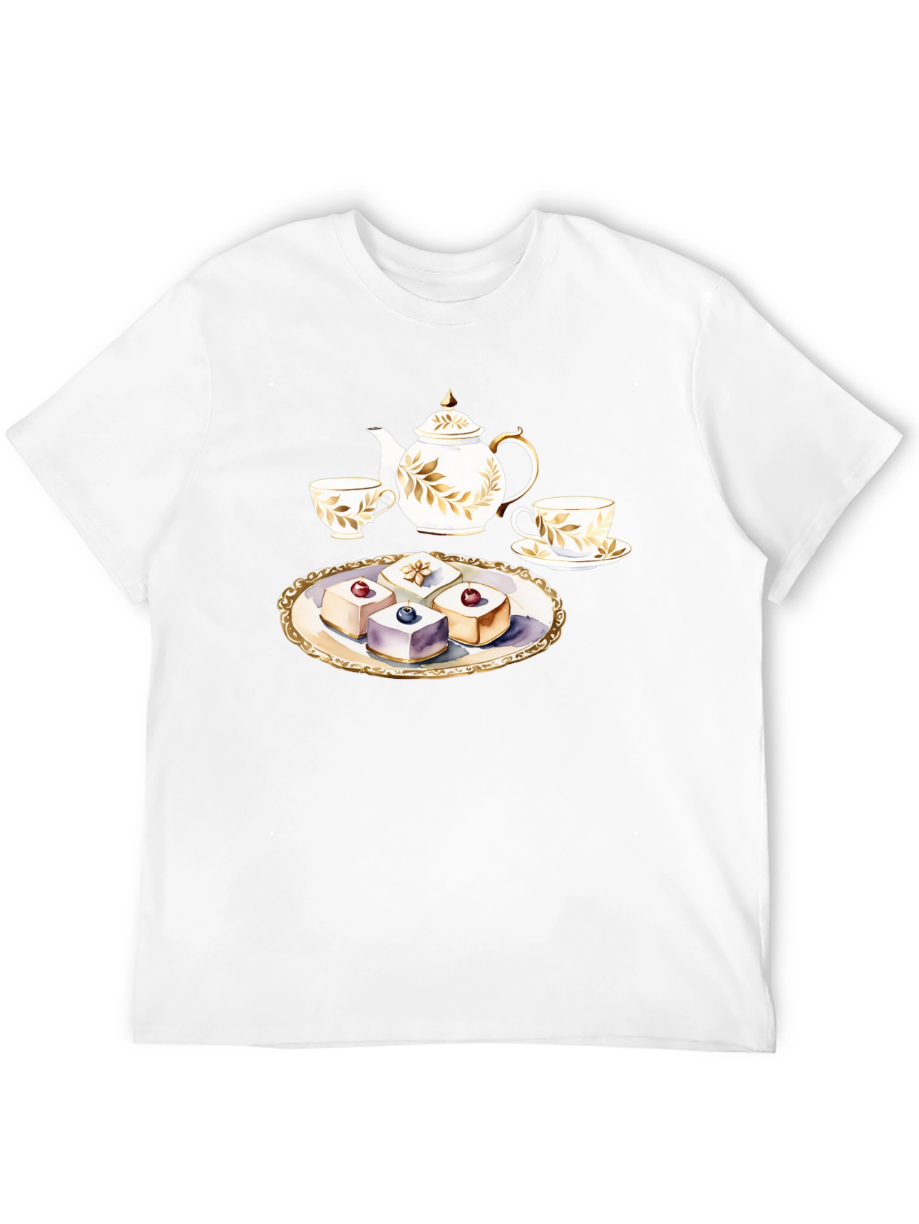 Tea Time T-Shirt: Teapot and Cakes Graphic Tee