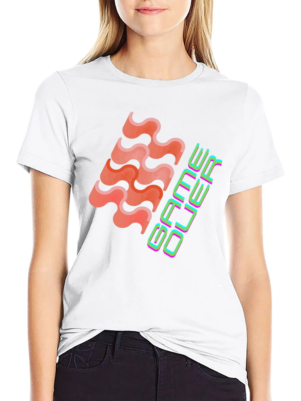 Game Over Graphic Tee - Black Cotton Casual T-Shirt