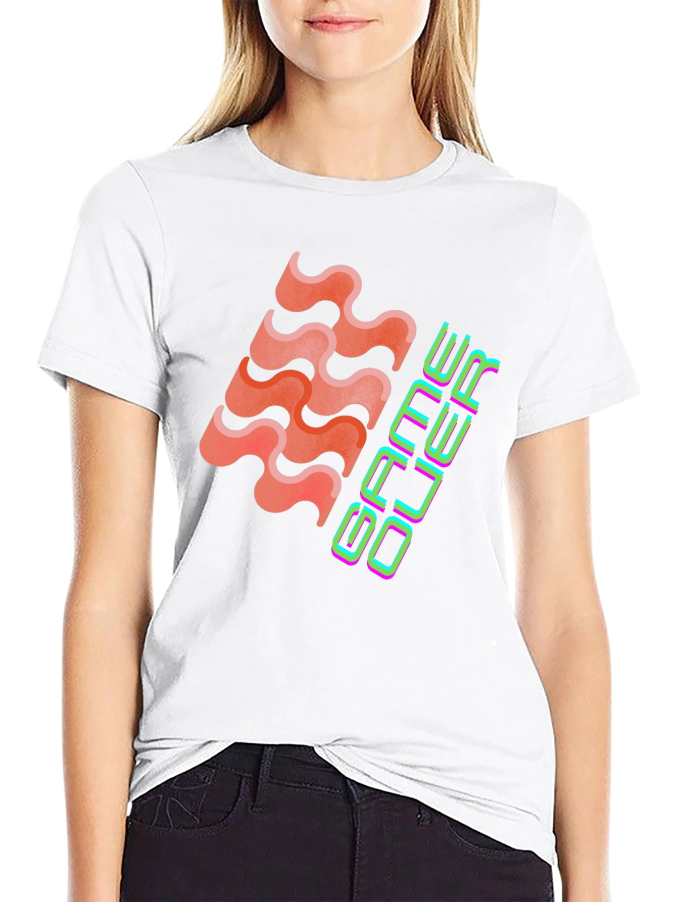 Game Over Graphic Tee - Black Cotton Casual T-Shirt