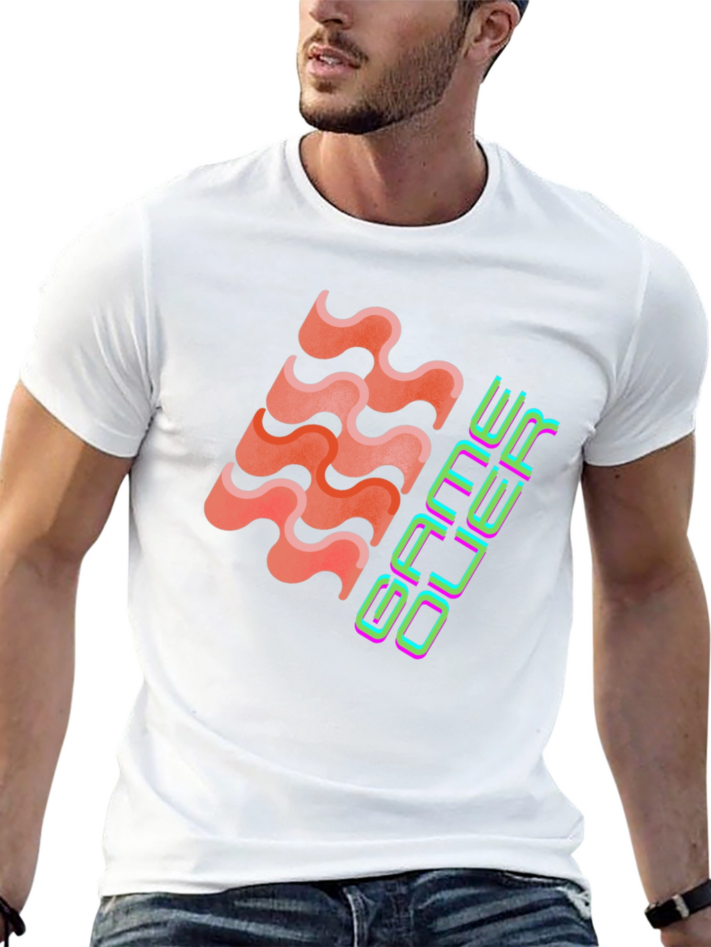 Game Over Graphic Tee - Black Cotton Casual T-Shirt