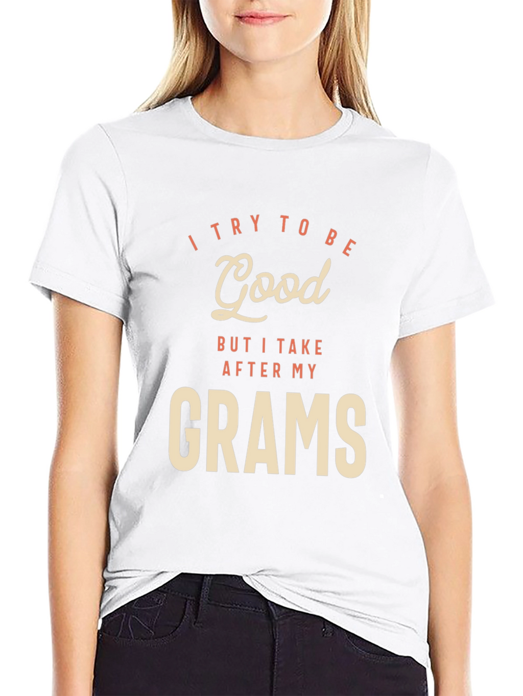 I Try To Be Good Grams Black T-Shirt