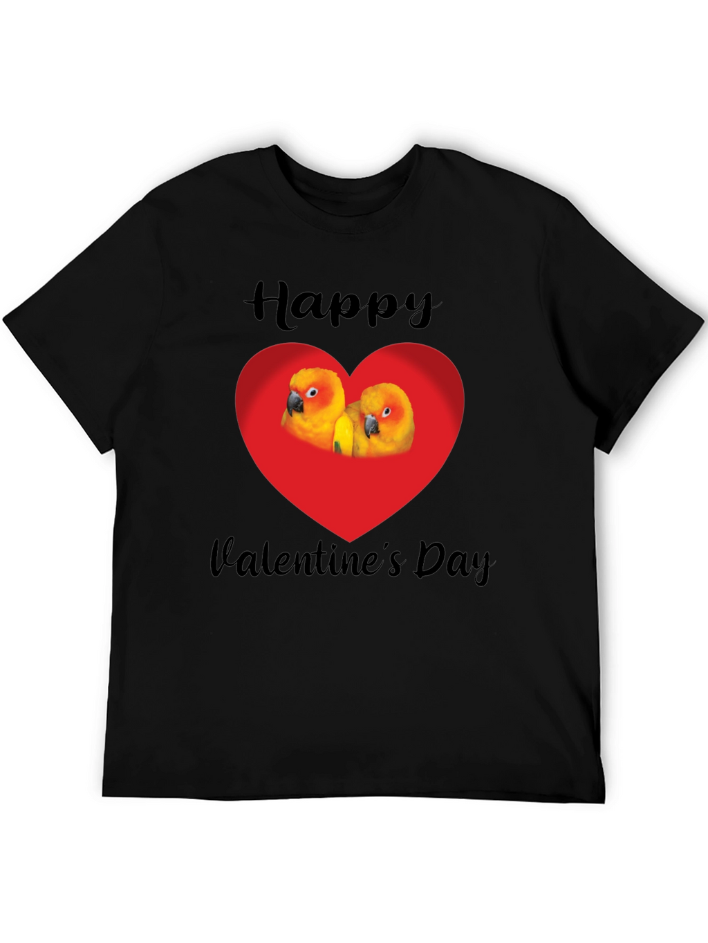 Happy Valentines Day Parrot Heart Graphic Tee