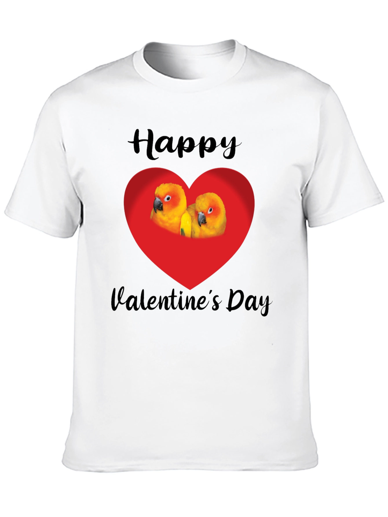 Happy Valentines Day Parrot Heart Graphic Tee