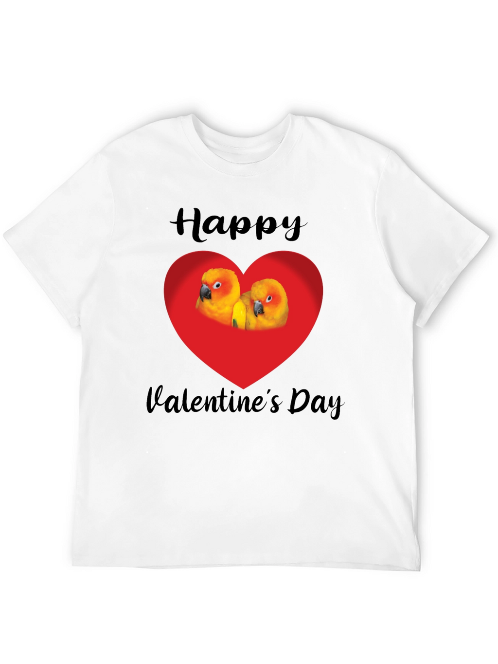 Happy Valentines Day Parrot Heart Graphic Tee