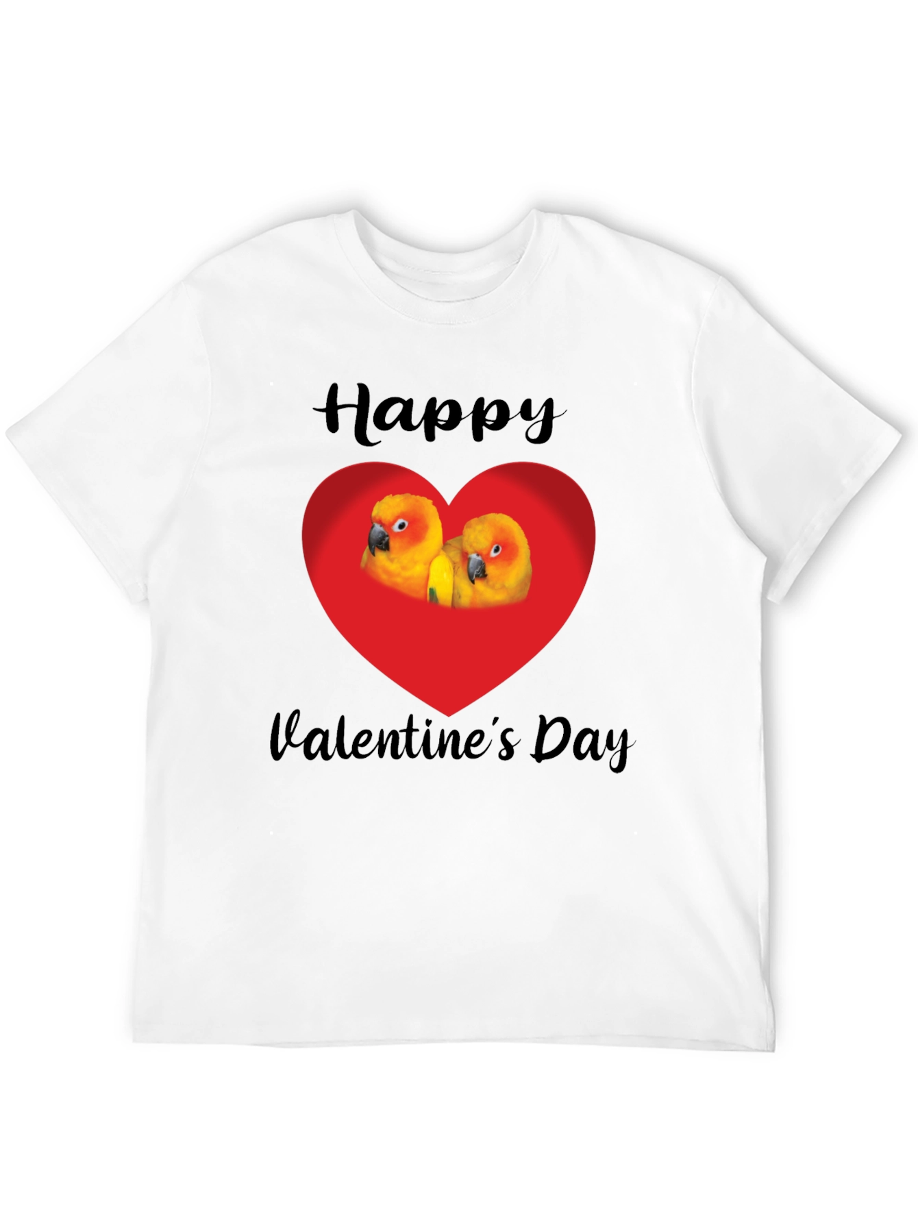 Happy Valentines Day Parrot Heart Graphic Tee