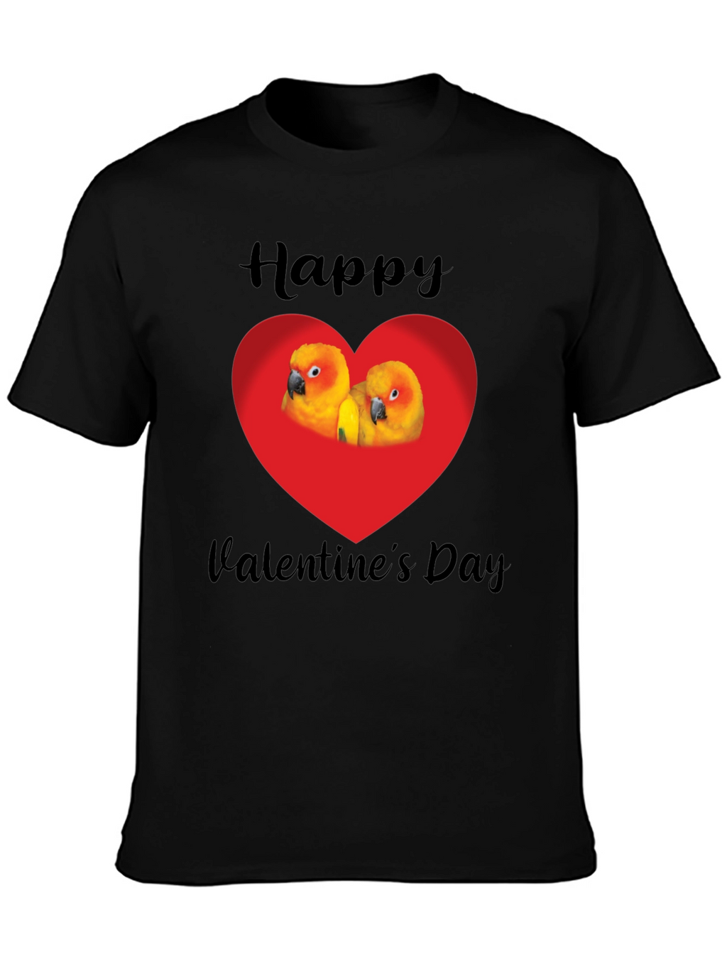 Happy Valentines Day Parrot Heart Graphic Tee