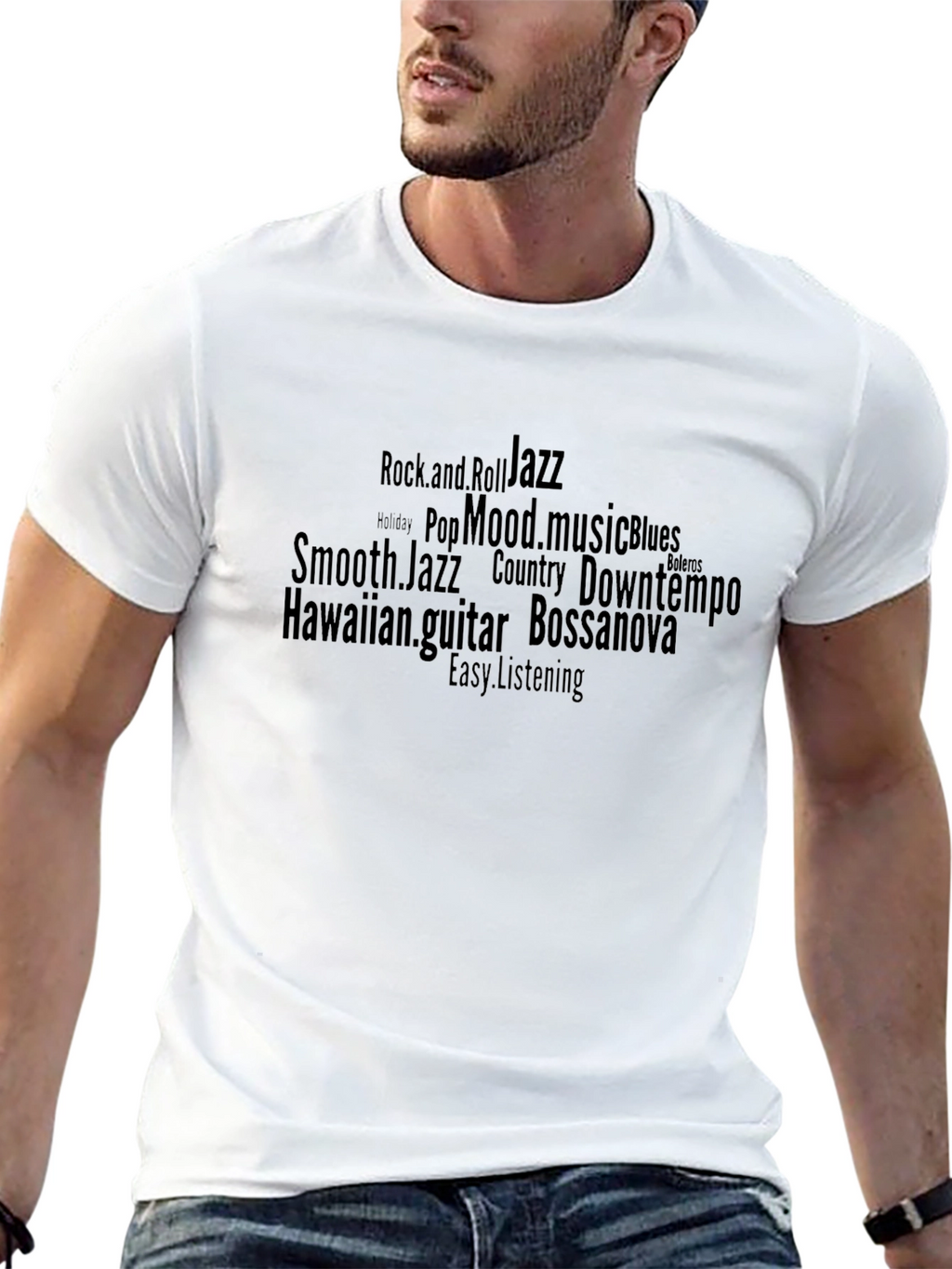 Music Genre Word Art Graphic T-Shirt