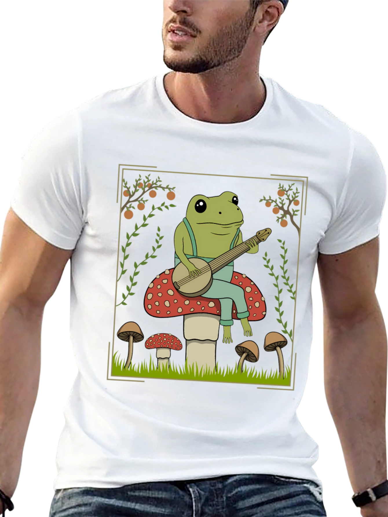 Frog Banjo Player T-Shirt - Toadstool Design