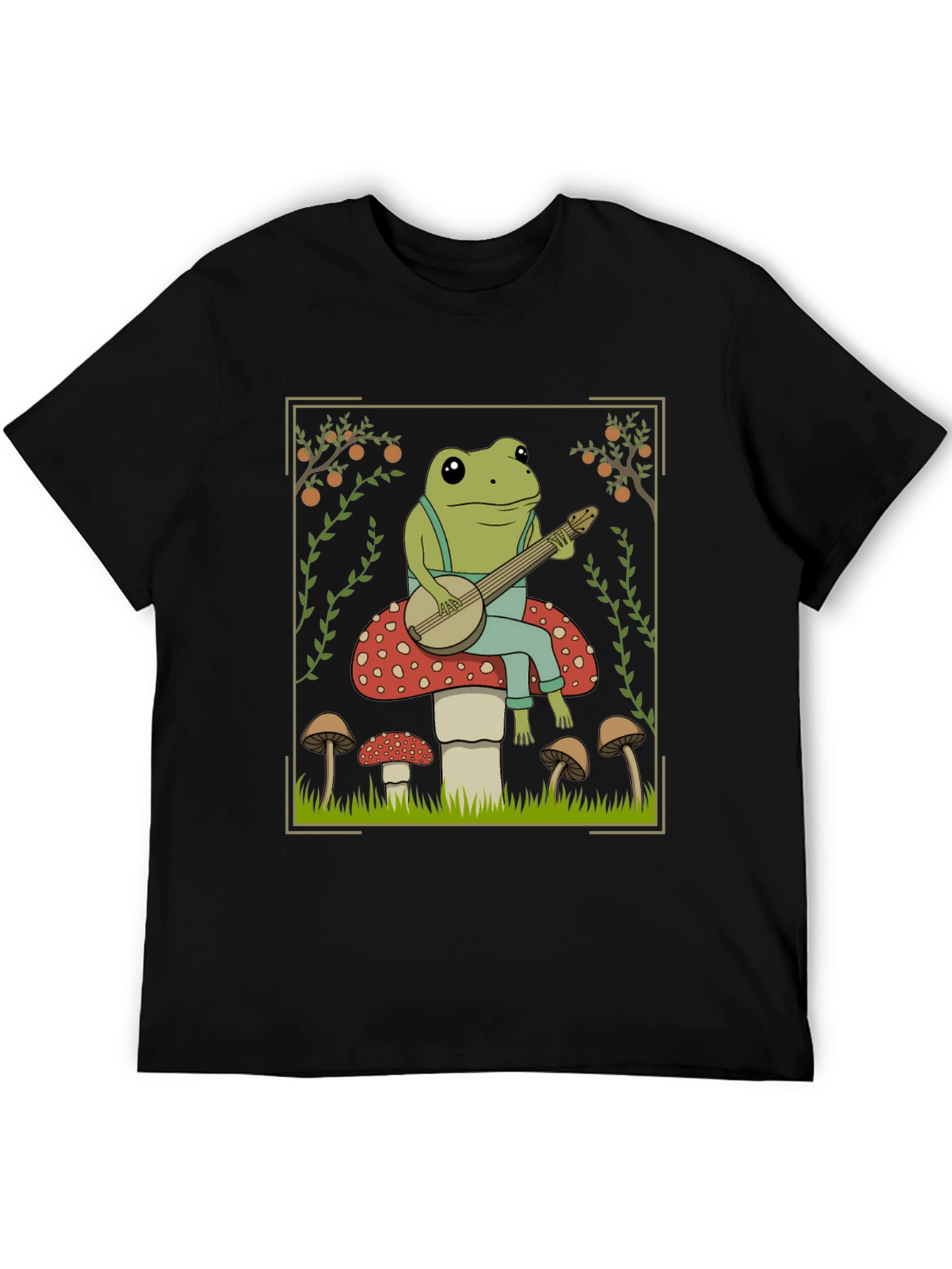 Frog Banjo Player T-Shirt - Toadstool Design