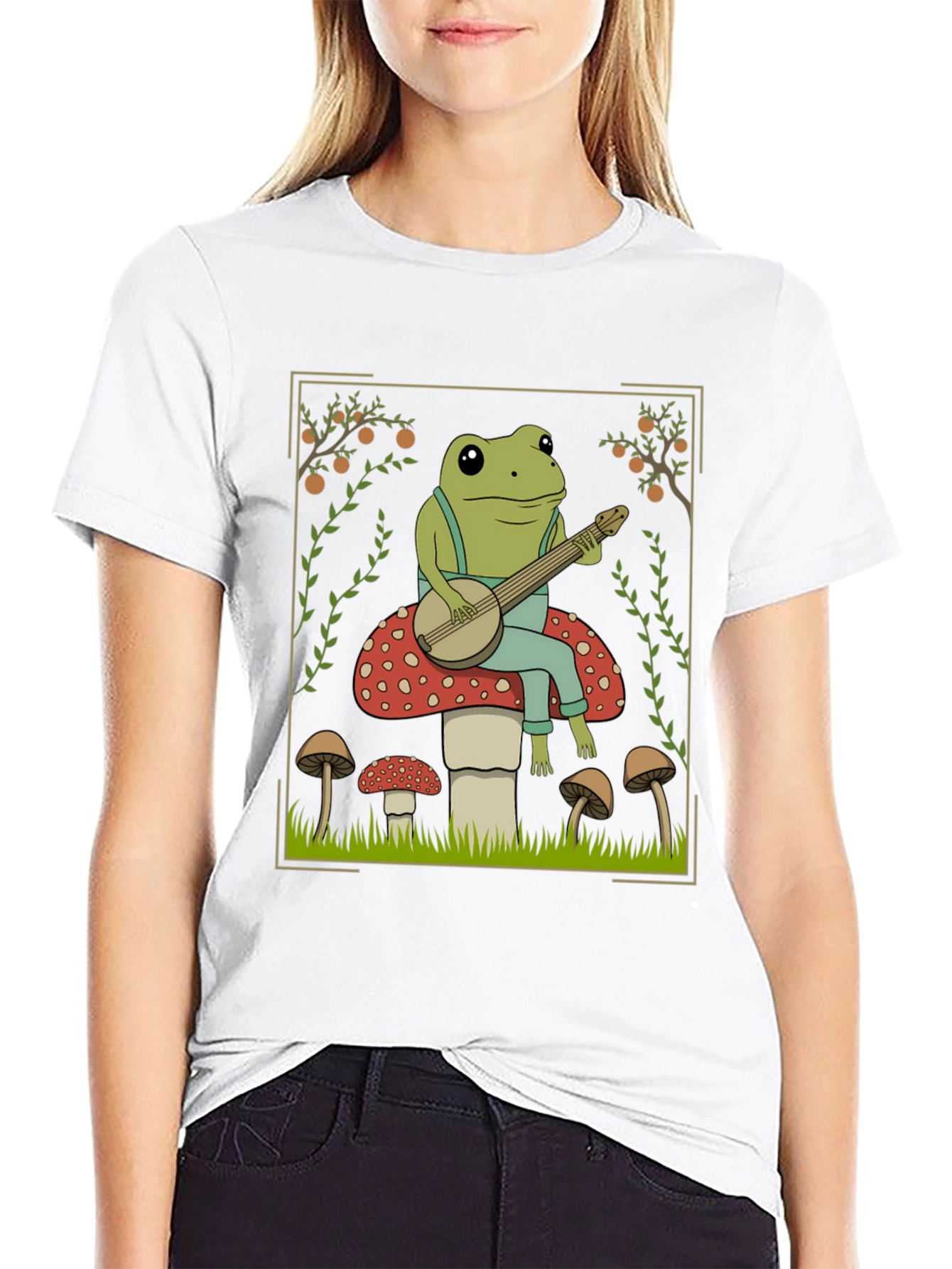 Frog Banjo Player T-Shirt - Toadstool Design