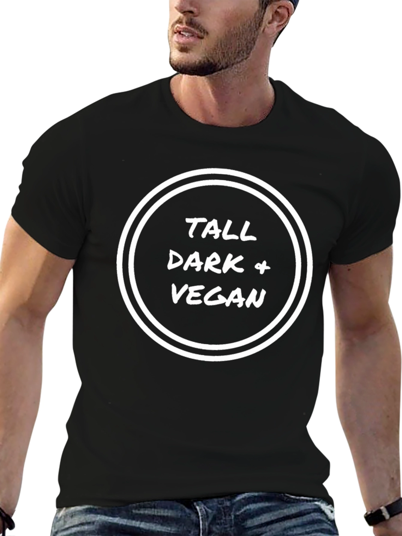 Tall Dark Vegan T-Shirt - Stylish Statement Tee