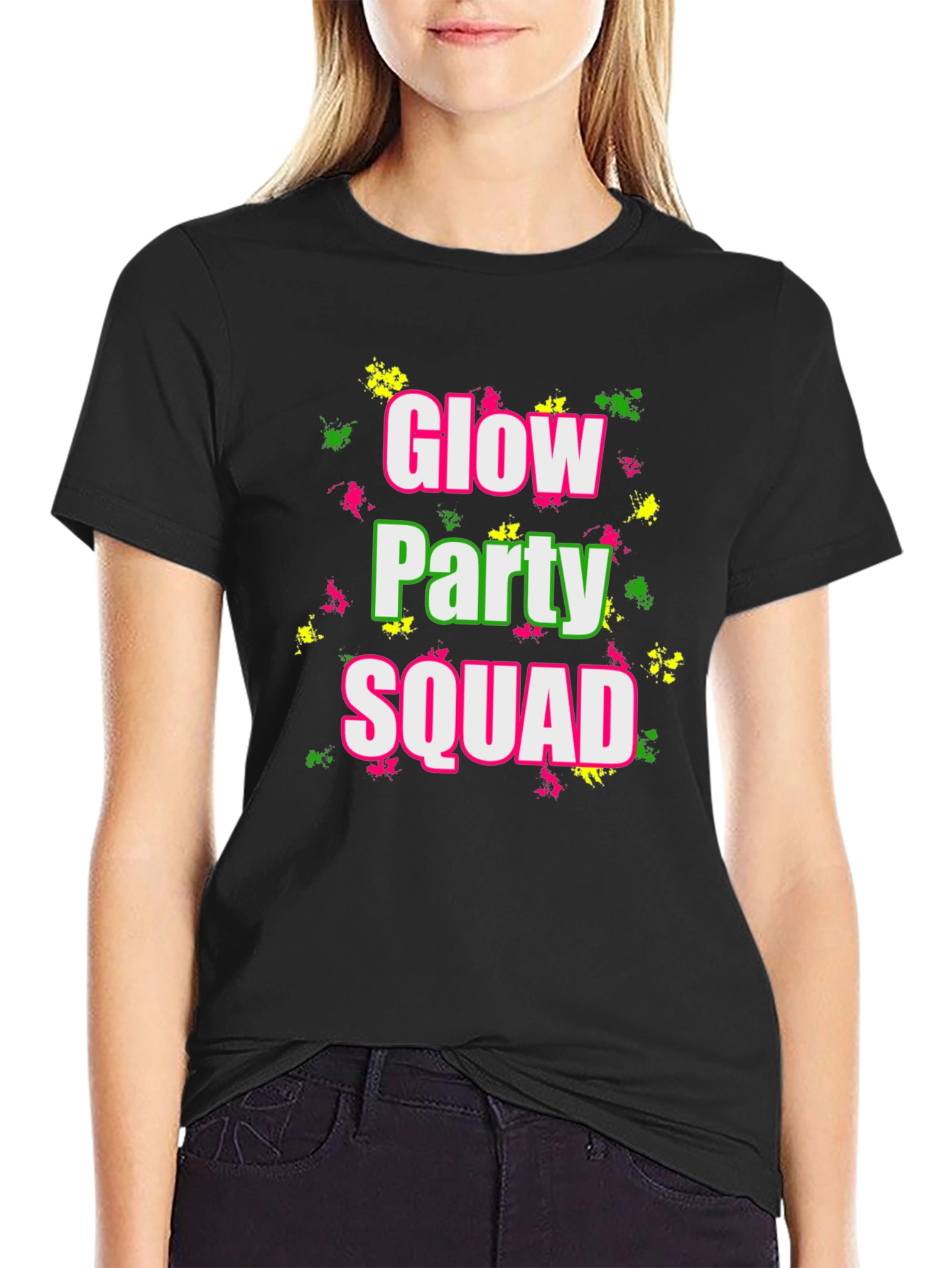 Glow Party Squad Black T-Shirt