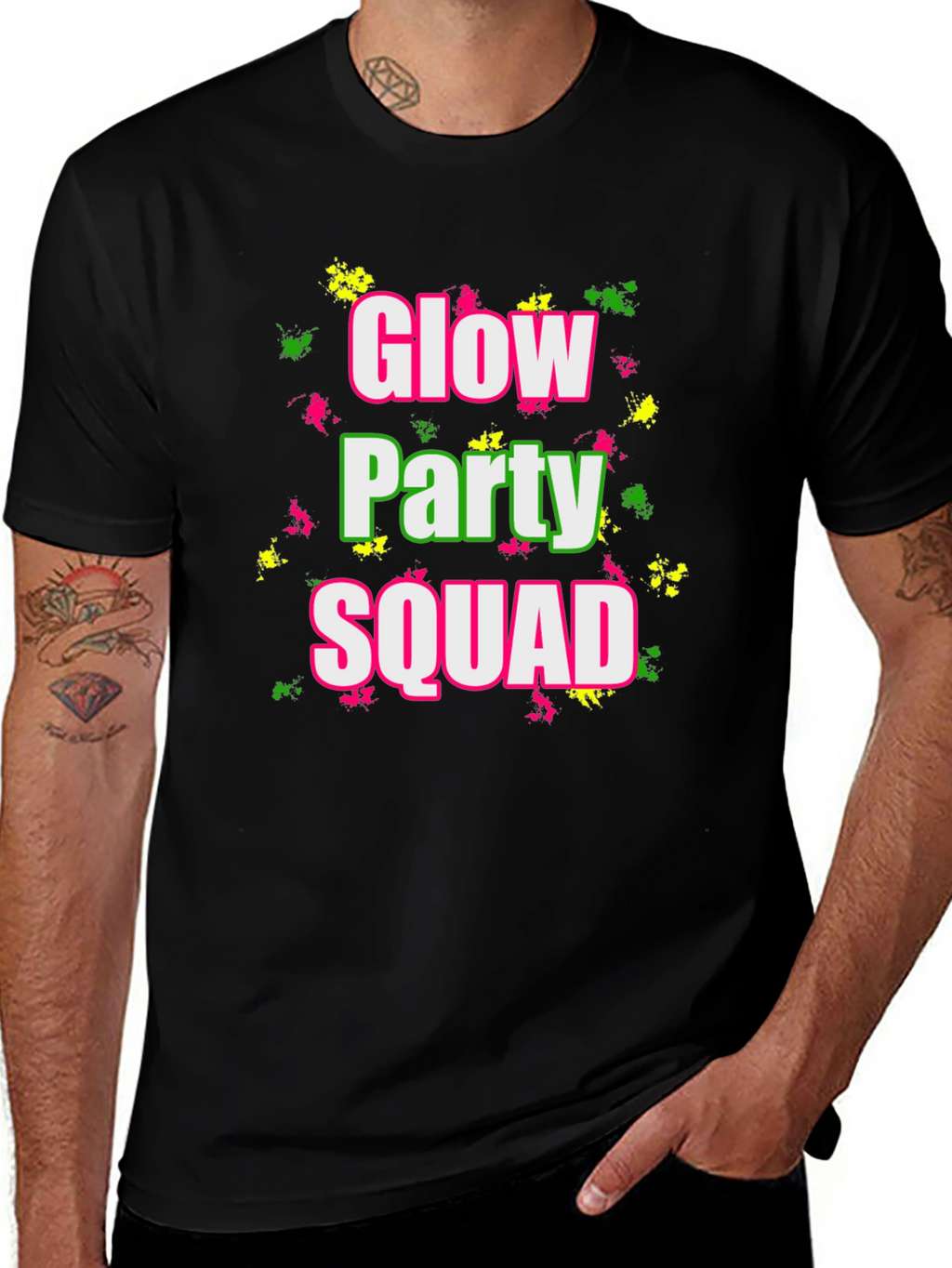 Glow Party Squad Black T-Shirt