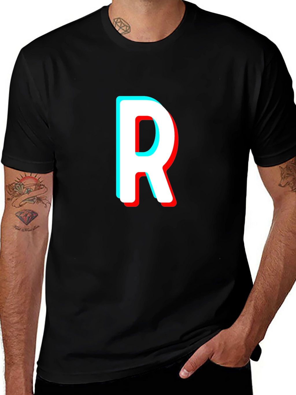 Letter R T-Shirt - Stylish 3D Effect Design