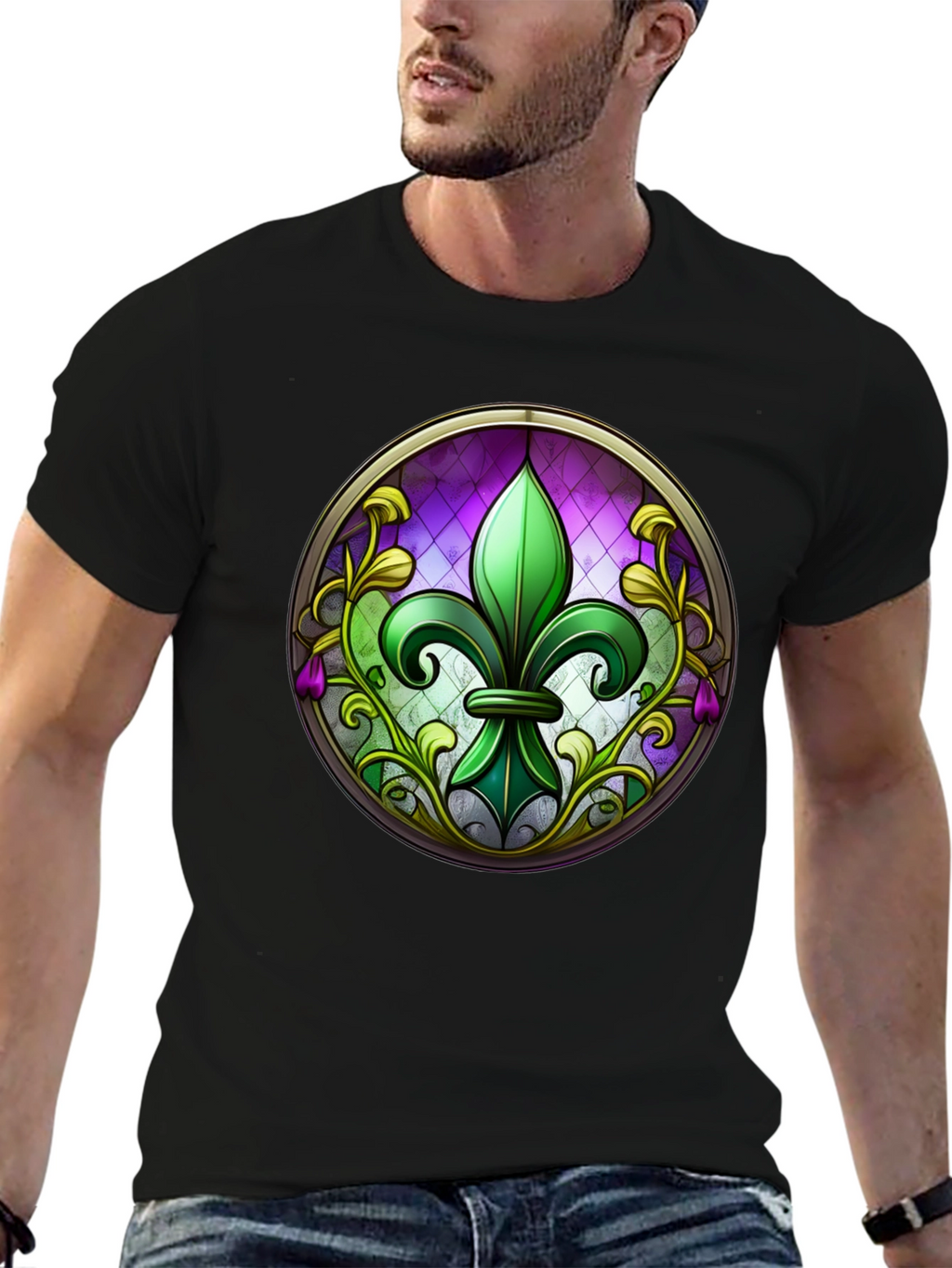 Fleur-de-lis Stained Glass T-Shirt