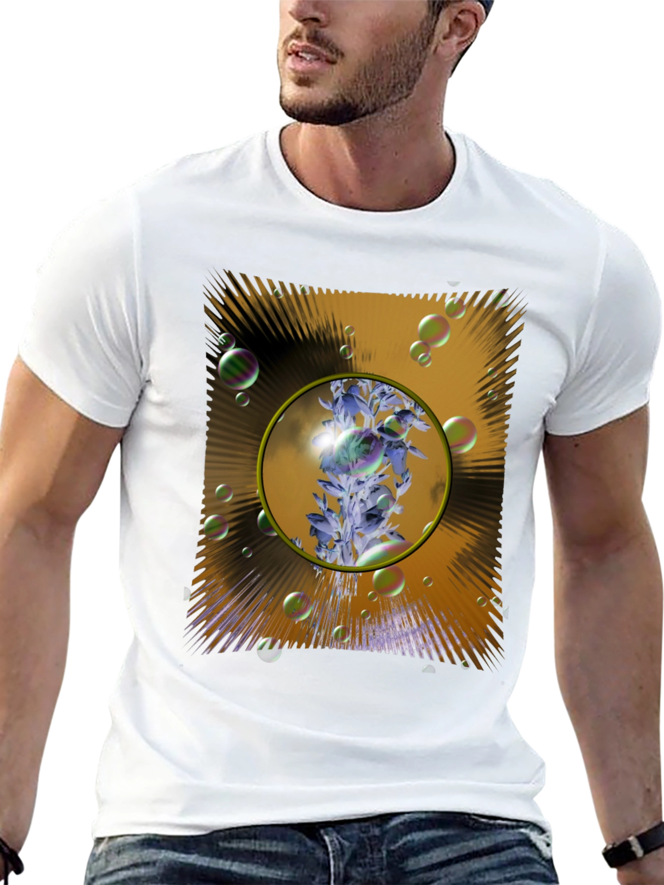 Surreal Botanical Bubble T-Shirt - Unique Design