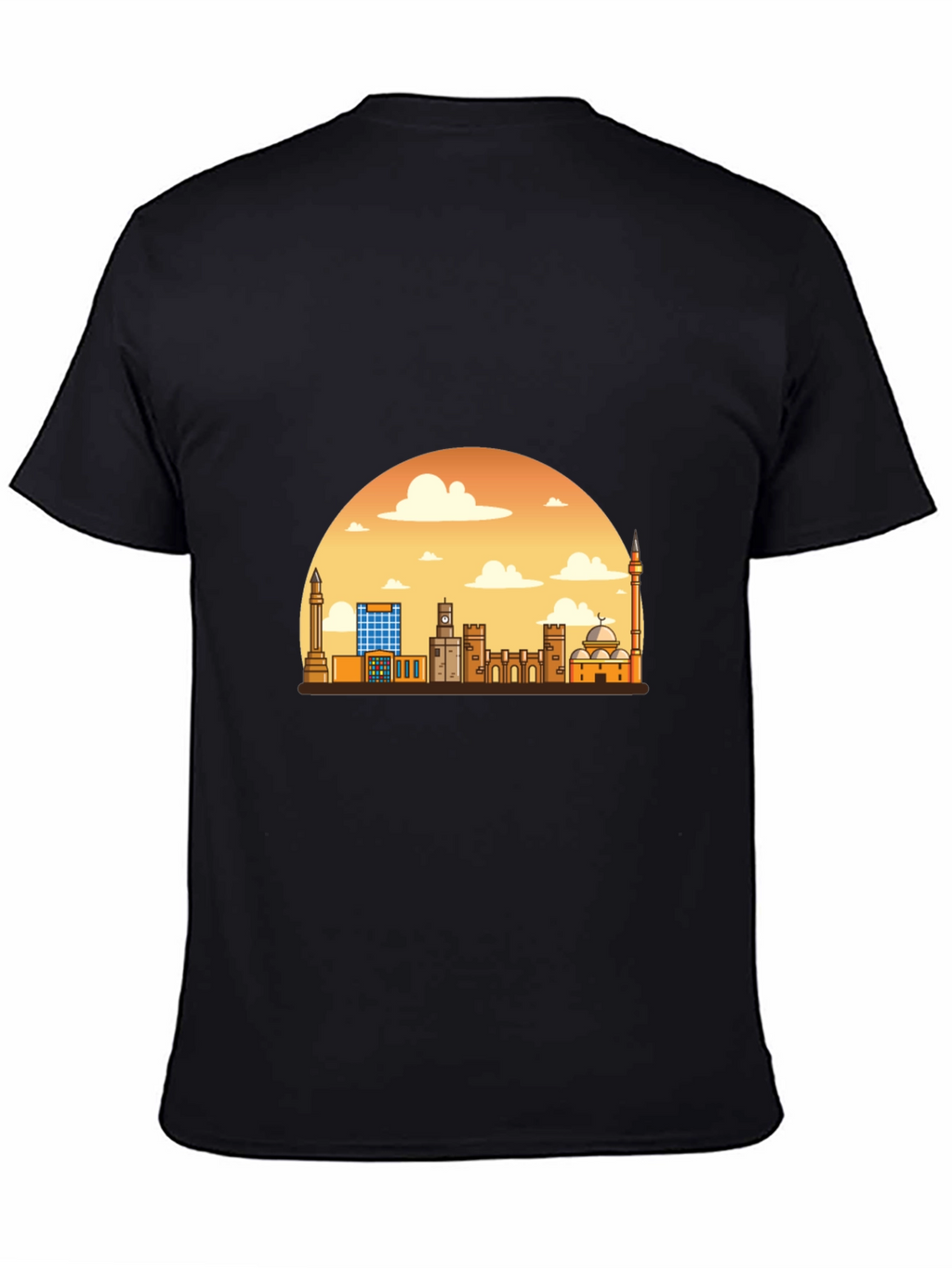 Cityscape Sunset Graphic Tee - Black