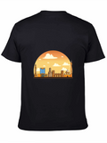 Cityscape Sunset Graphic Tee - Black