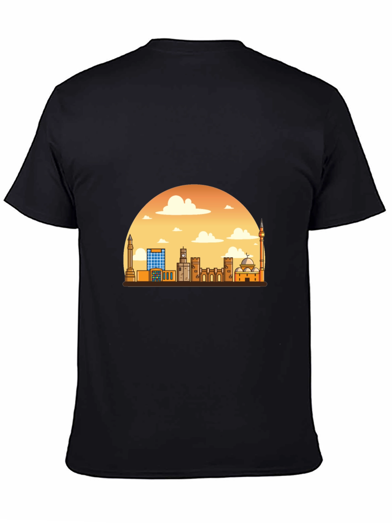 Cityscape Sunset Graphic Tee - Black
