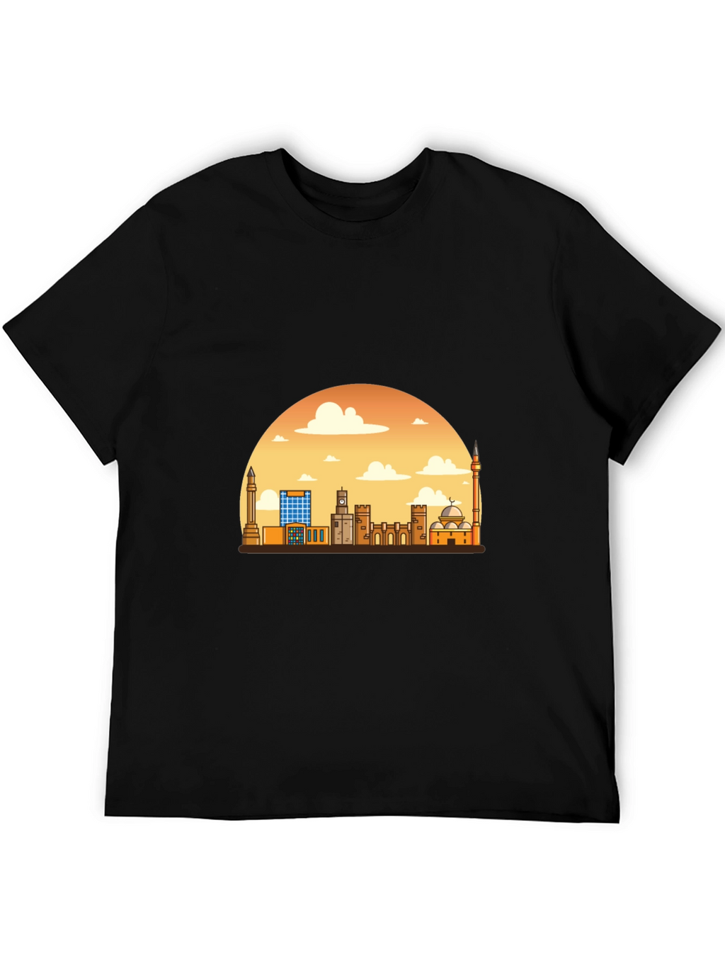 Cityscape Sunset Graphic Tee - Black