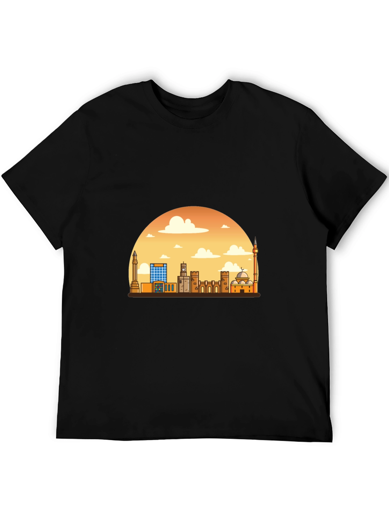 Cityscape Sunset Graphic Tee - Black