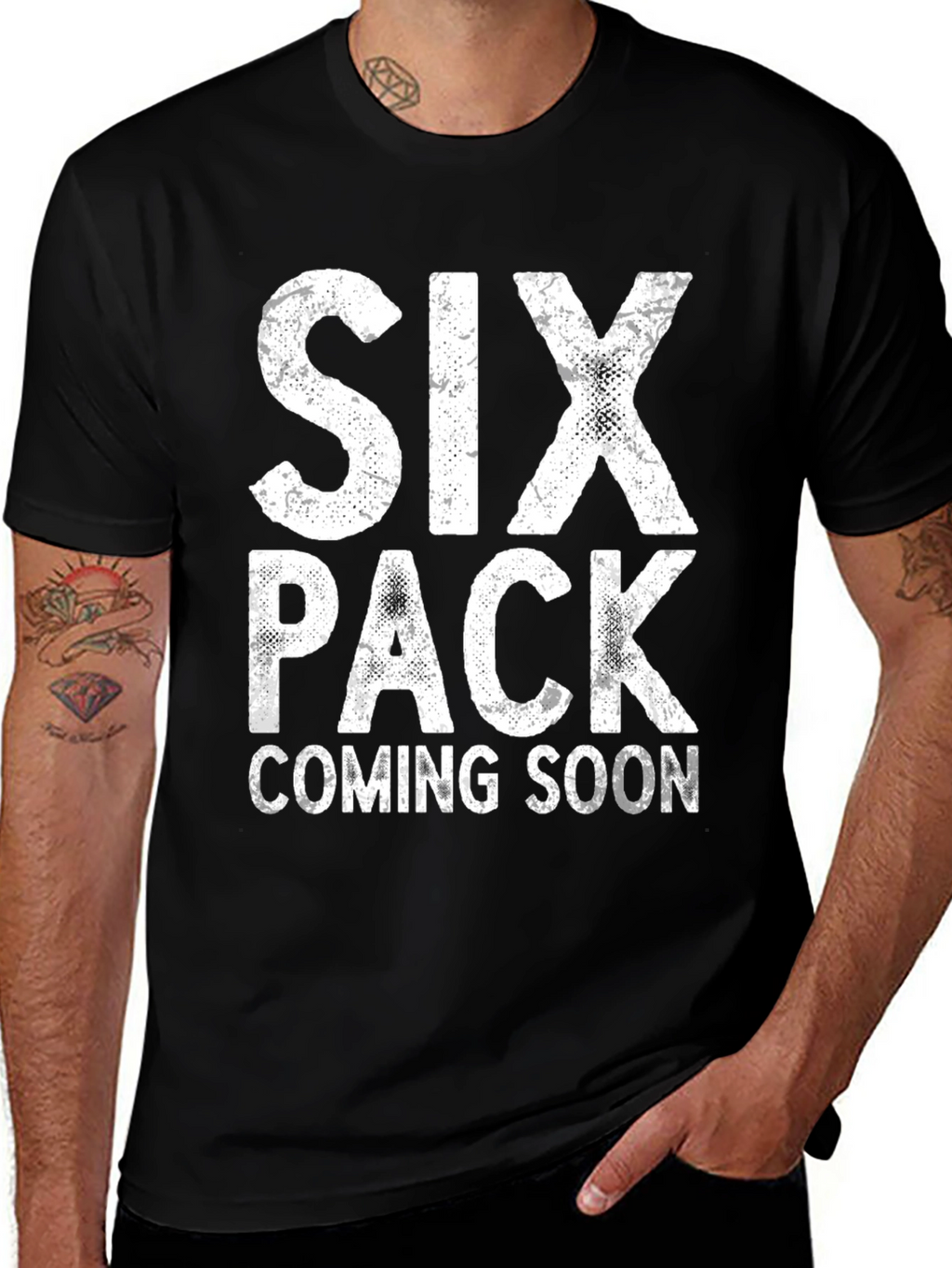Six Pack Coming Soon Funny Mens Black T-Shirt