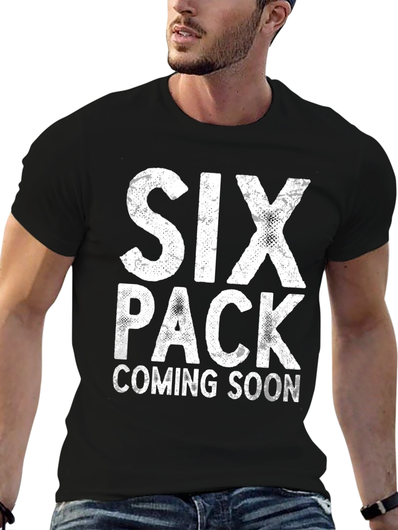 Six Pack Coming Soon Funny Mens Black T-Shirt