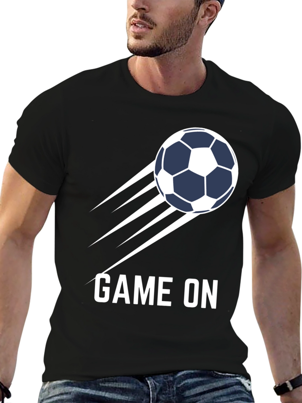 Game On Soccer Ball Graphic Tee - Black