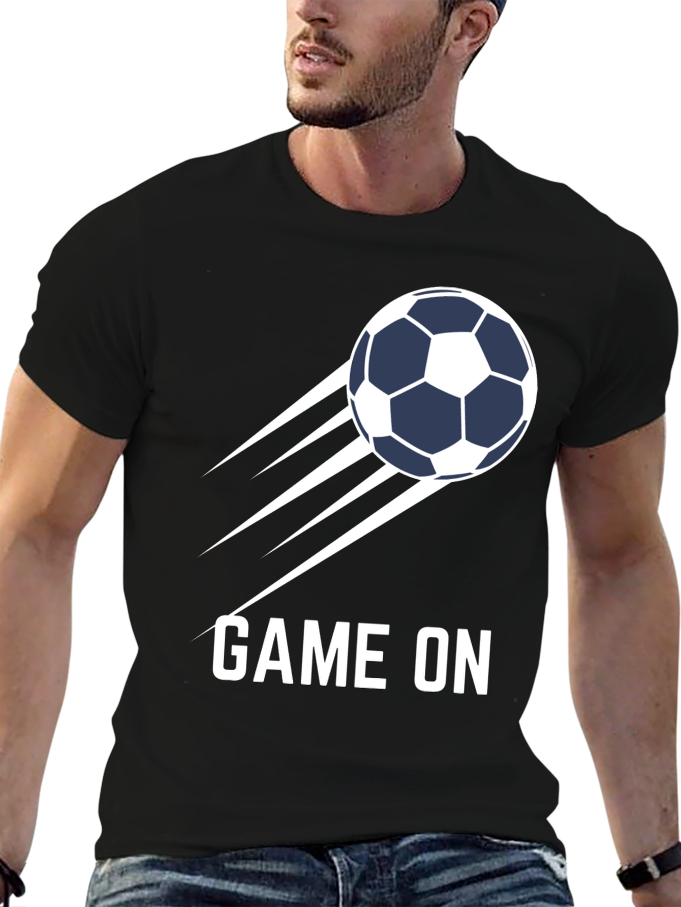 Game On Soccer Ball Graphic Tee - Black
